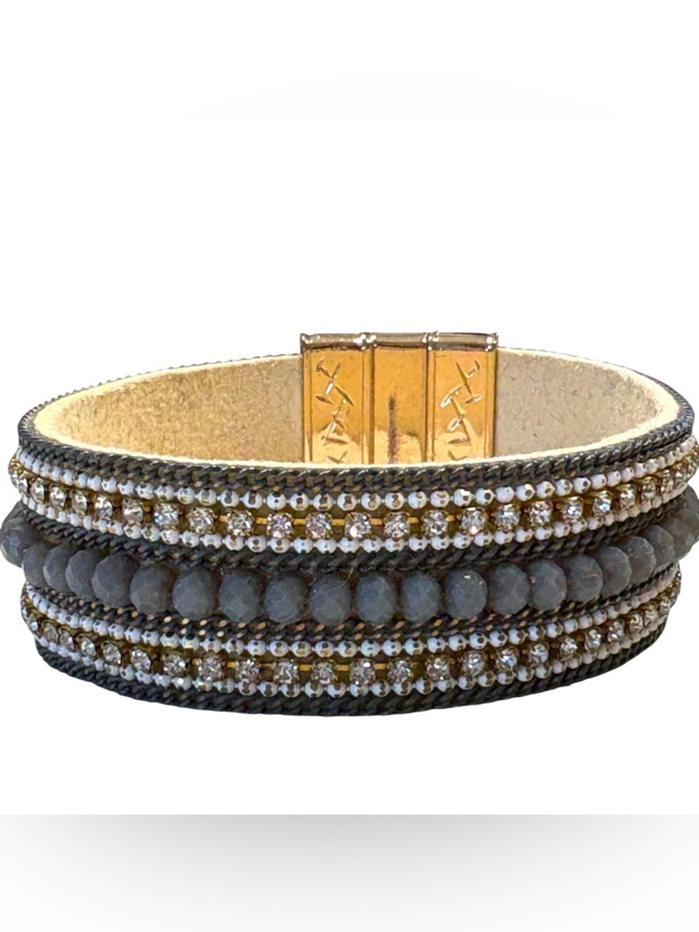 Magnetic Beaded Rhinestone Multilayer Design Bracelet